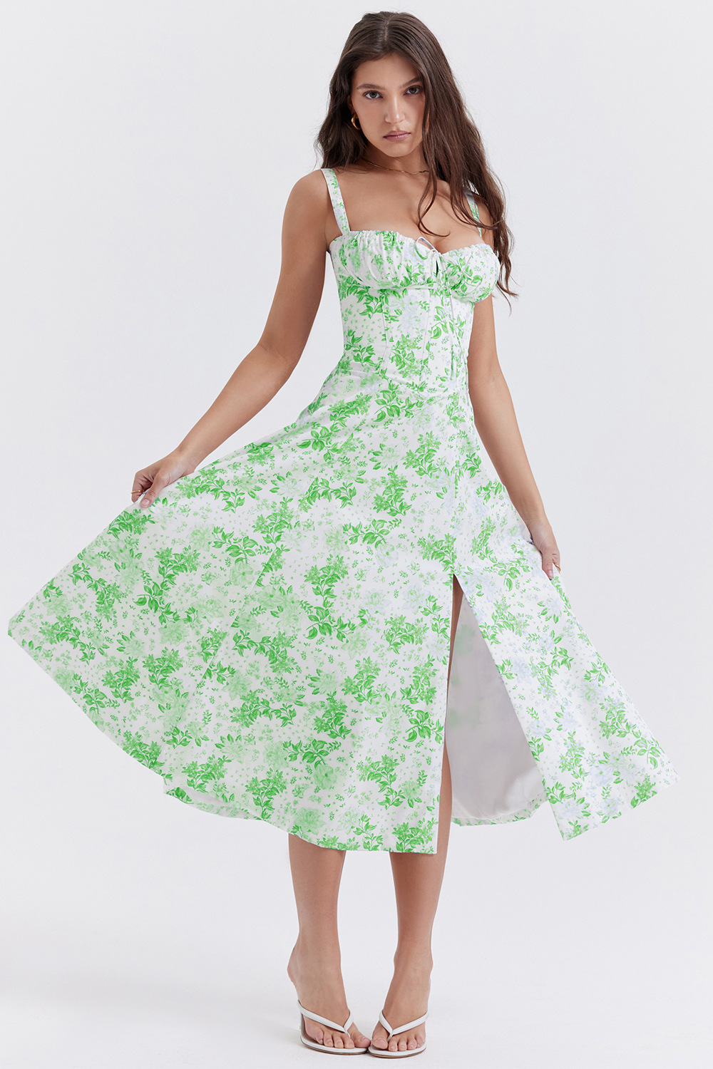 Elegant Floral Print Large Swing Dress