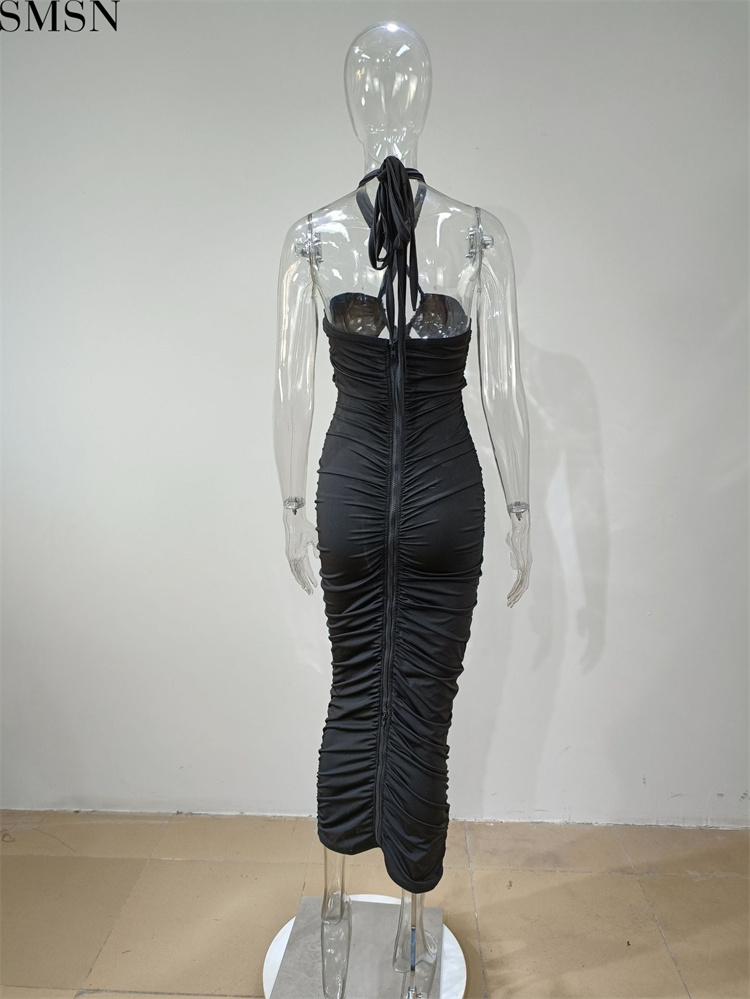 Fashion dress for women 2022 European and American neck hanging hollow tight suspender sexy nightclub dress