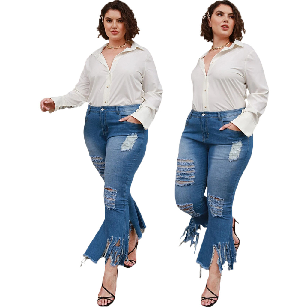 Fashion pierced stretch flared pants