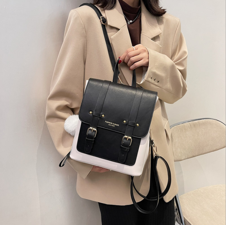 2021 European And American Fashion New Leather Solid Color Backpack