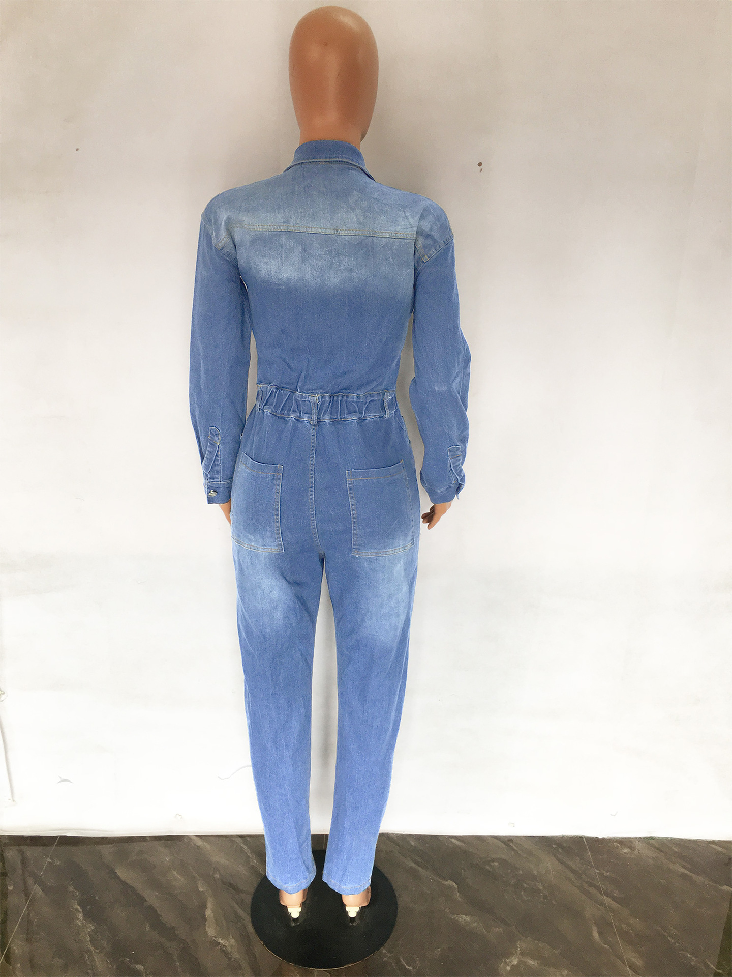 Small toe washing jeans jumpsuit