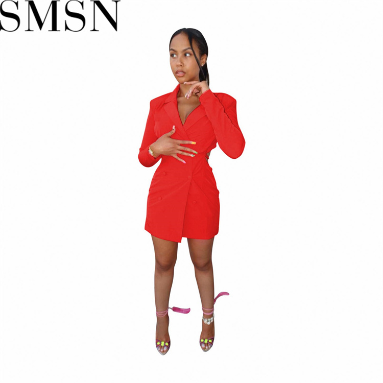 Plus Size Dress Amazon fashion casual autumn and winter suit collar backless dress