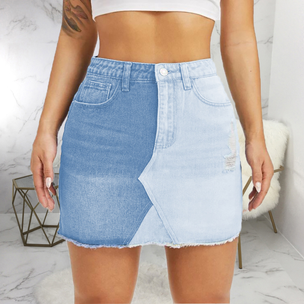 Fashion Color Matching Bag hip half denim skirt