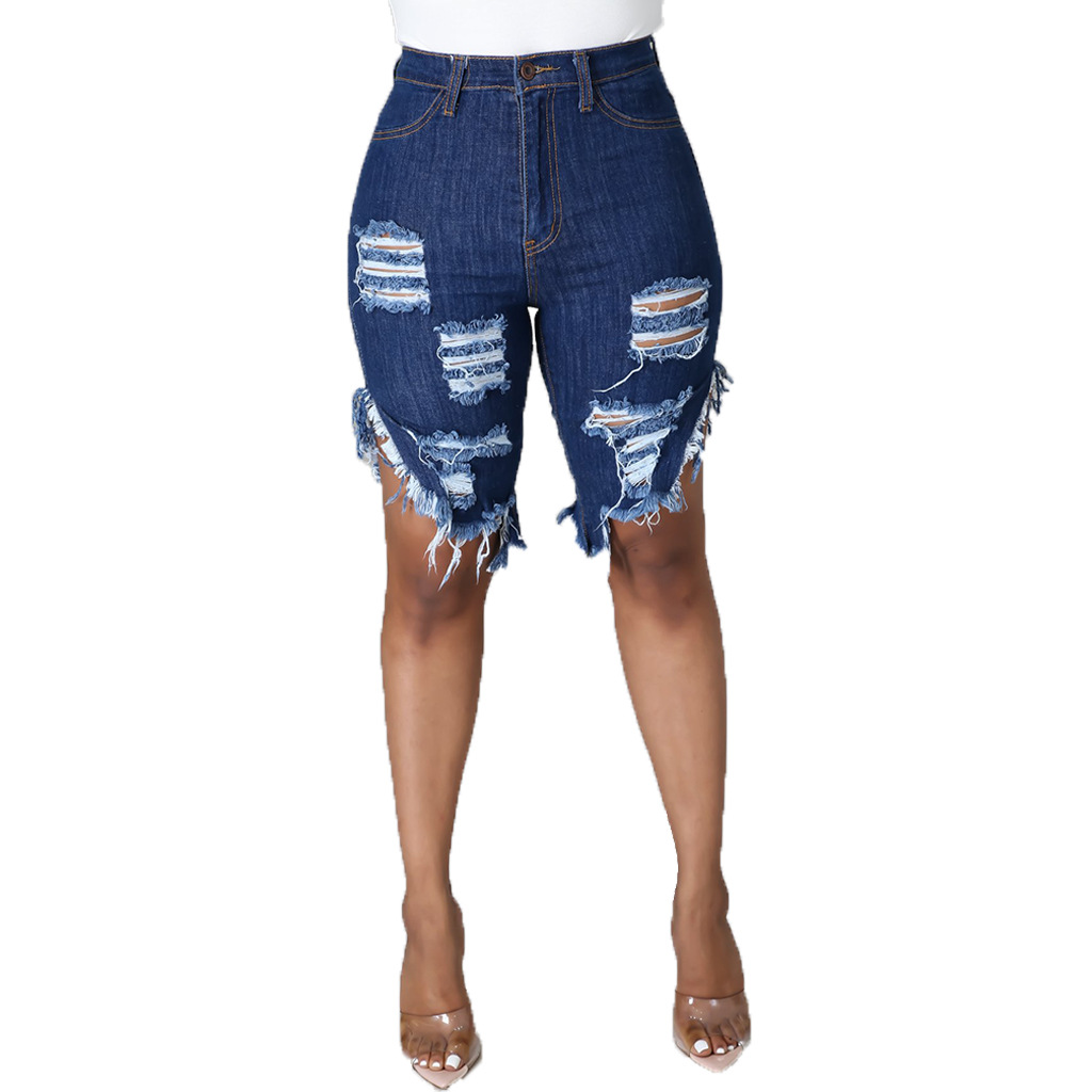 Fashion front and back high waist split jeans