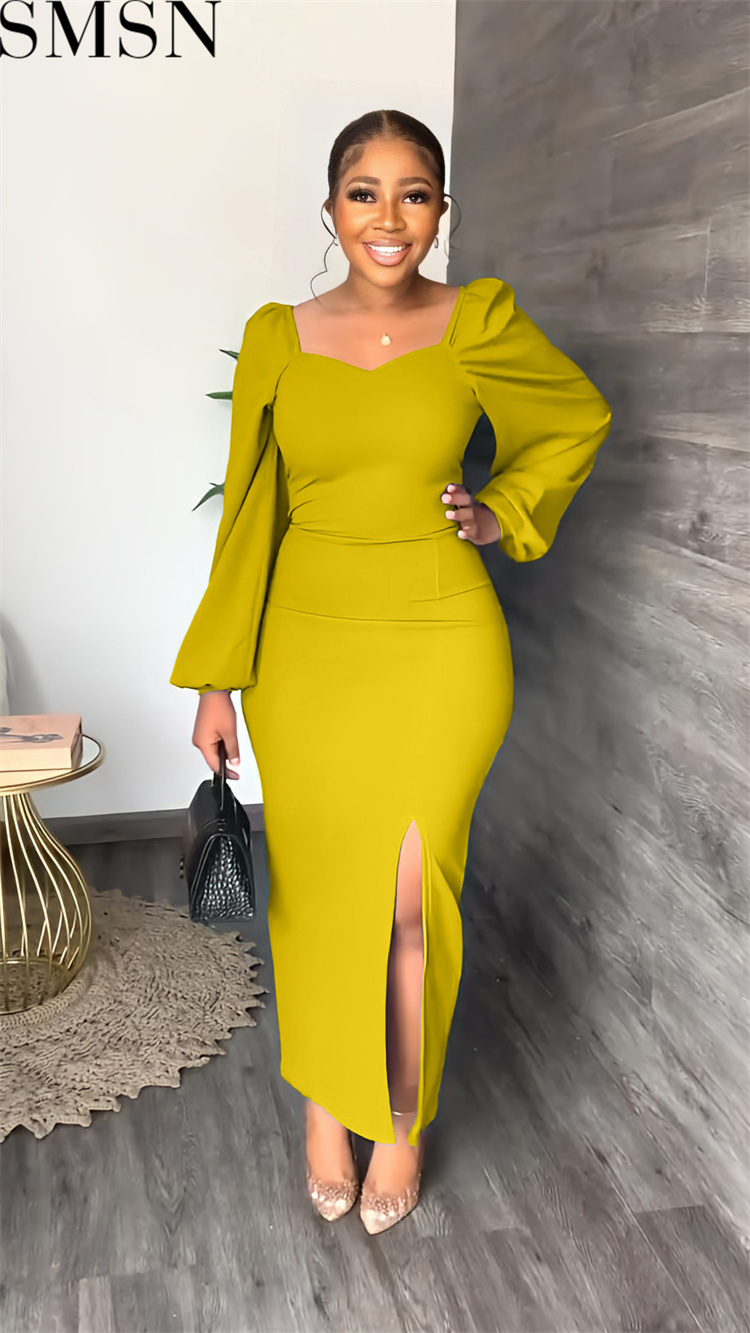 Fashion dress for women chiffon sleeves backless zipper sexy sheath split dress