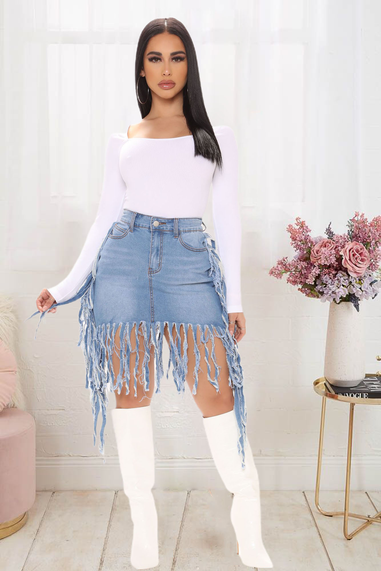 Sexy skirt denim casual skirt