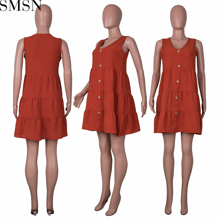 Casual Dress 2022 New Amazon ebay Fashion casual V neck solid color dress