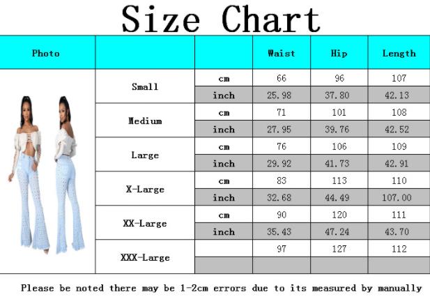 Fashion denim flared pants with holes