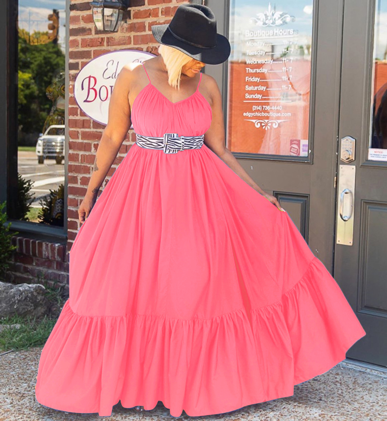 Sexy Slingless Sleeveless Solid Color Long Swing Dress