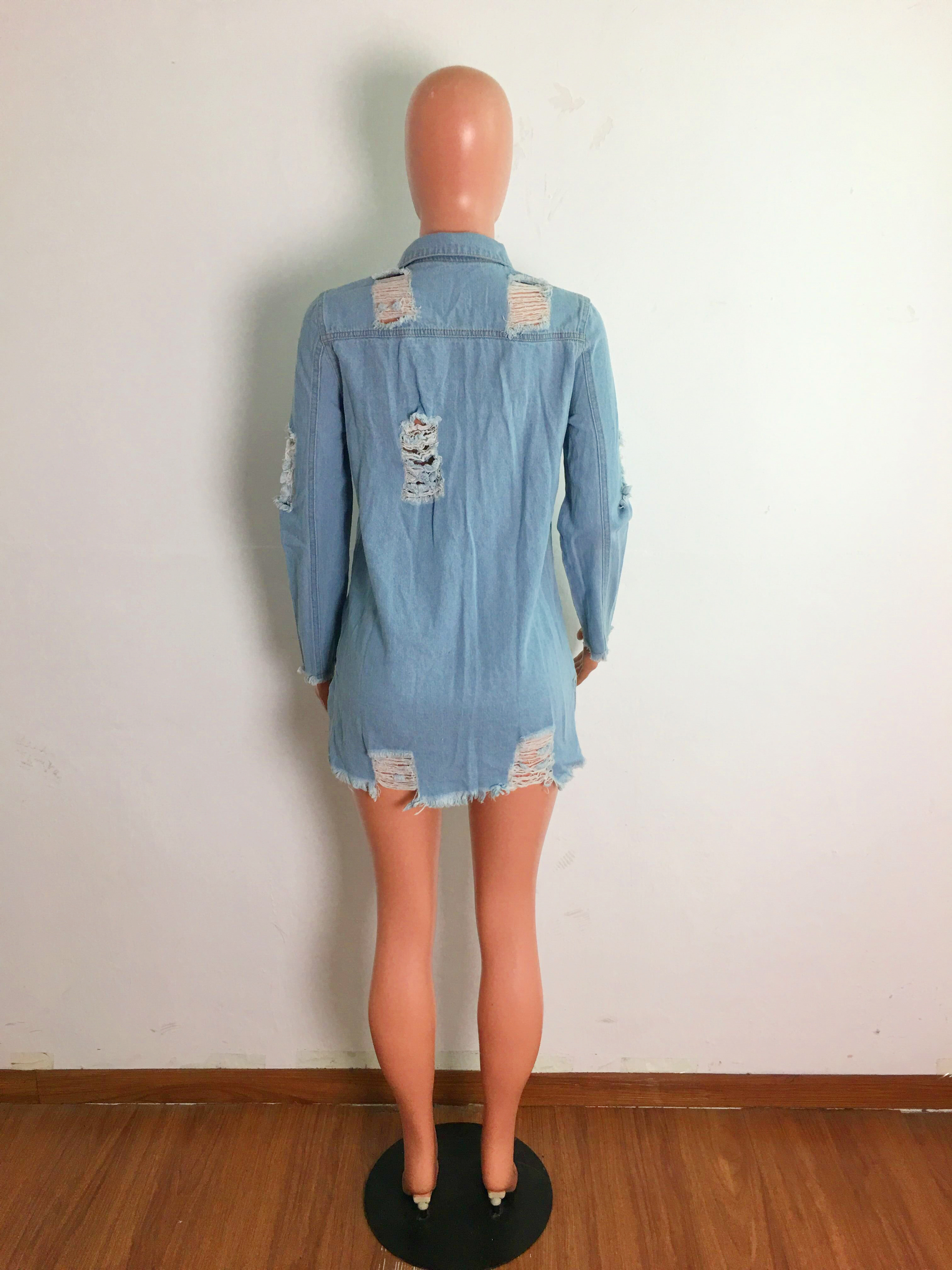 Long denim windbreaker coat