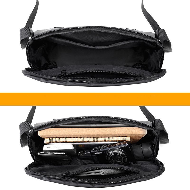 Men Messenger Shoulder Bag Leather Black Cloth Crossbody Sling Handbags Business Houlder Bag