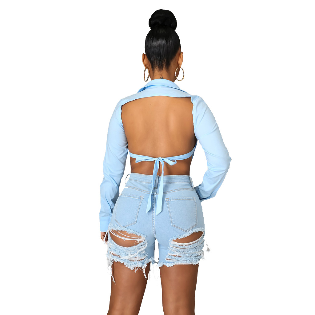 Fashionable High Waist Stretch Denim Shorts
