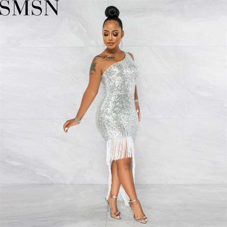 Plus size dress Amazon women fringe skirt dress irregular slit skirt