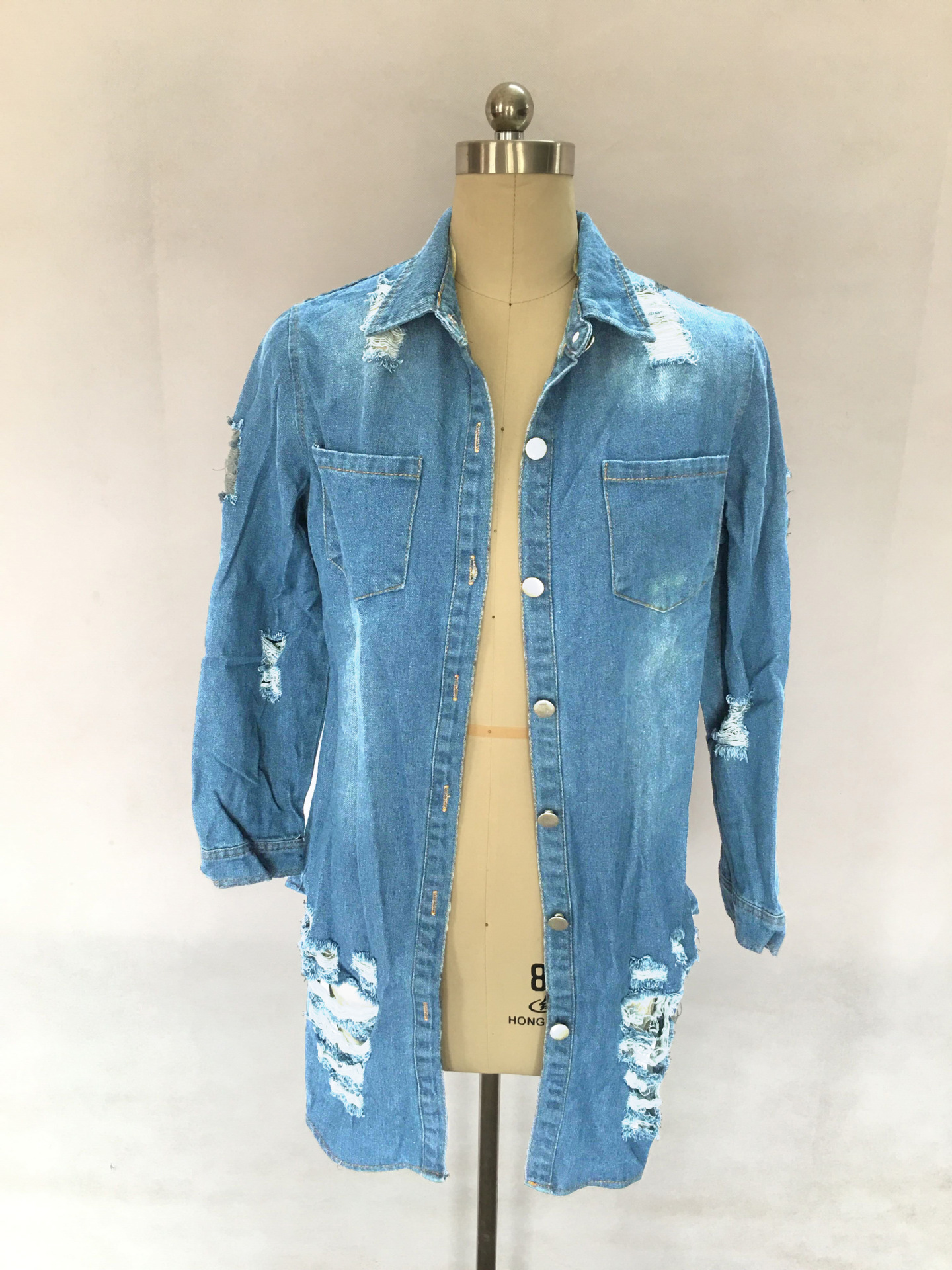 Sexy stretch hole denim coat