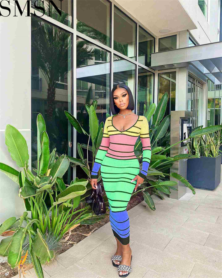 Plus Size Dress European and American sexy V neck slim autumn and winter dress