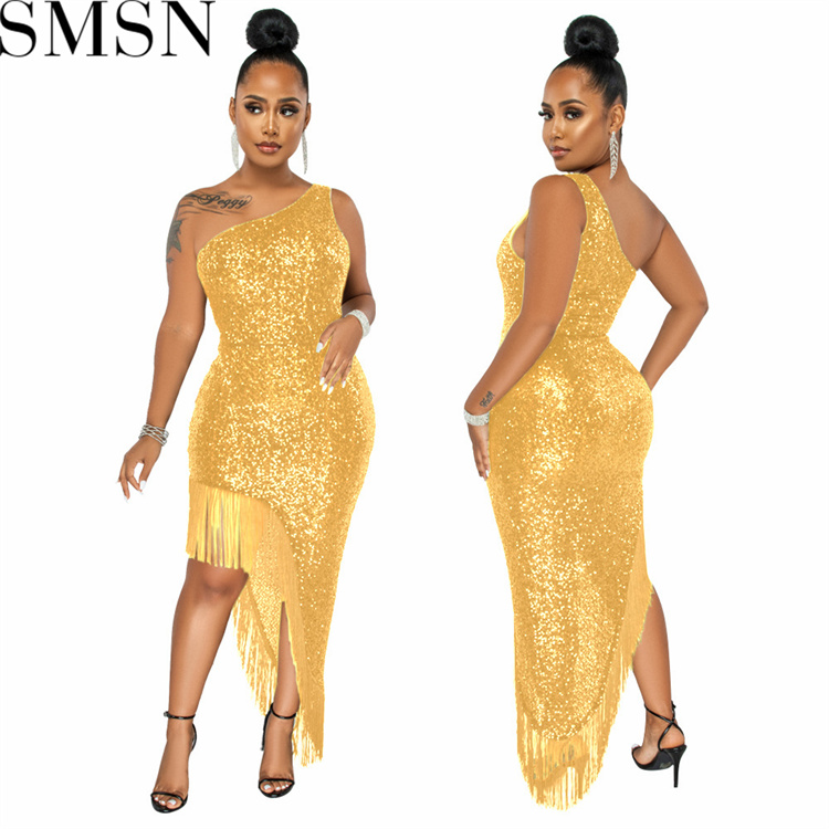 Plus size dress Amazon women fringe skirt dress irregular slit skirt