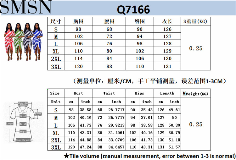 Plus Size Dress Europe and America women clothing off shoulder striped fashion slim dress