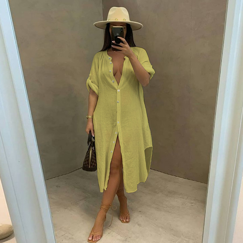 Summer Hoodie Sexy Bamboo Knot Lining Casual Beach Dress