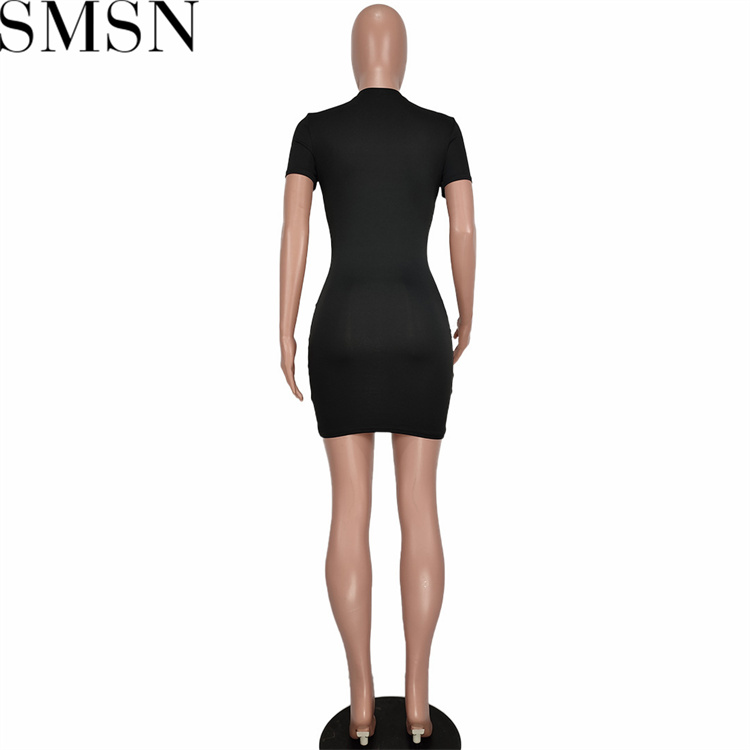 Casual Dress Circular collar careful machine chain cross hollow print dress