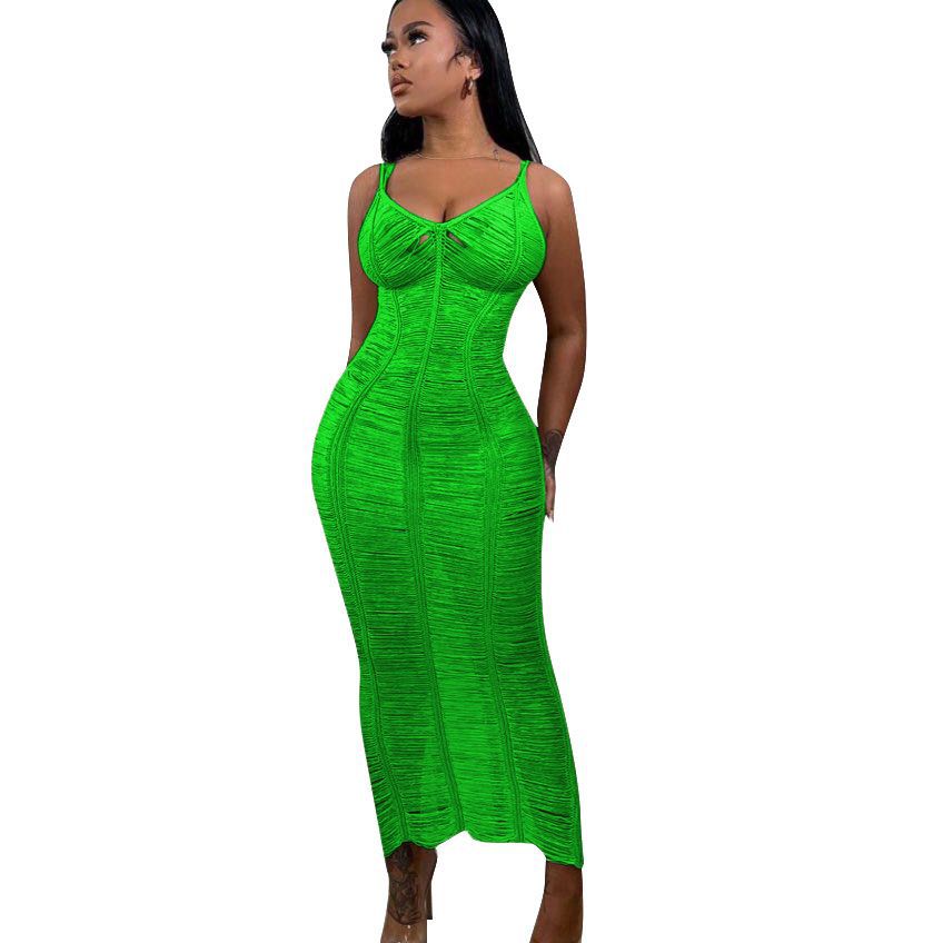 Women'S Casual Knitted Hollow Out Strap Beach Dress