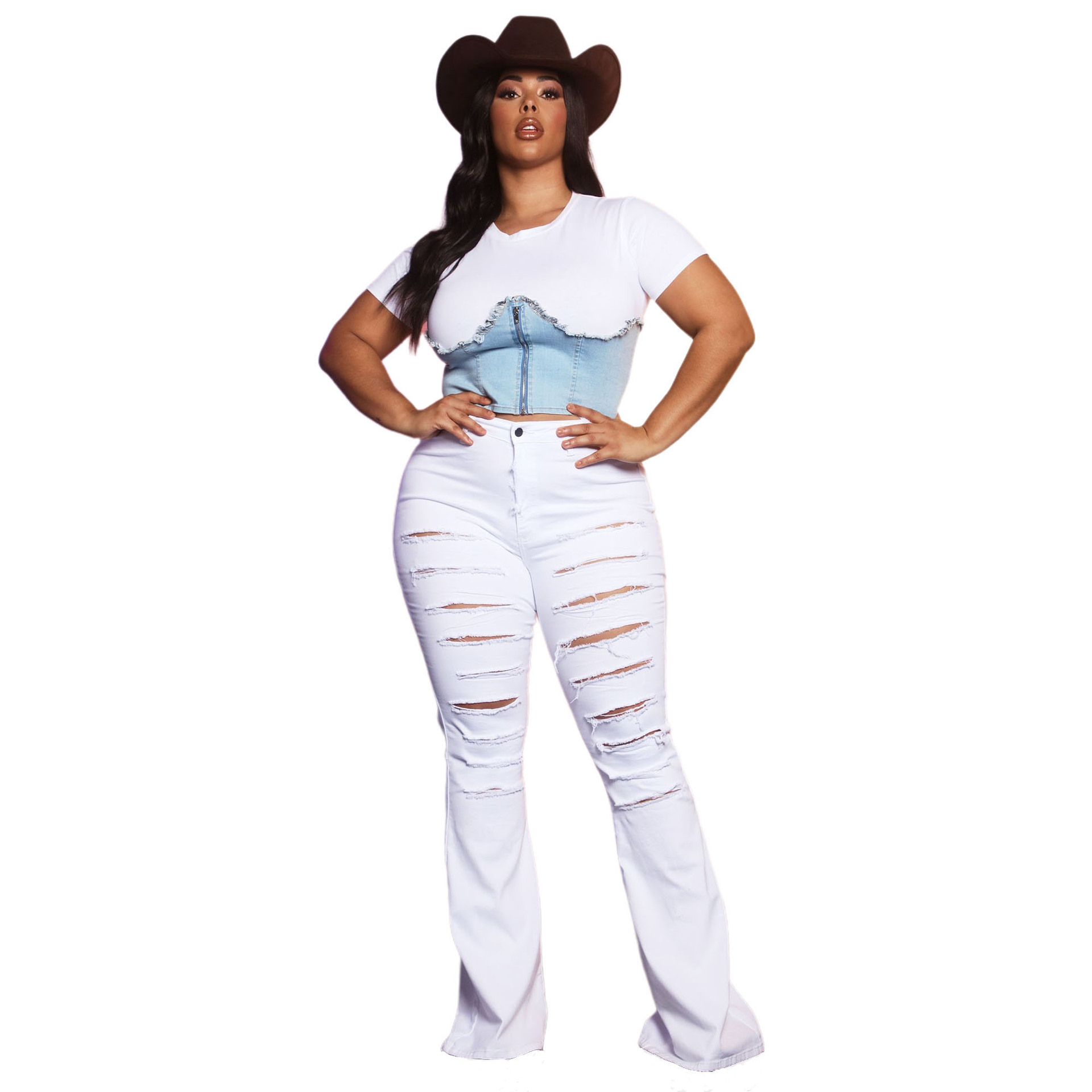 Fashion high waisted flared pants