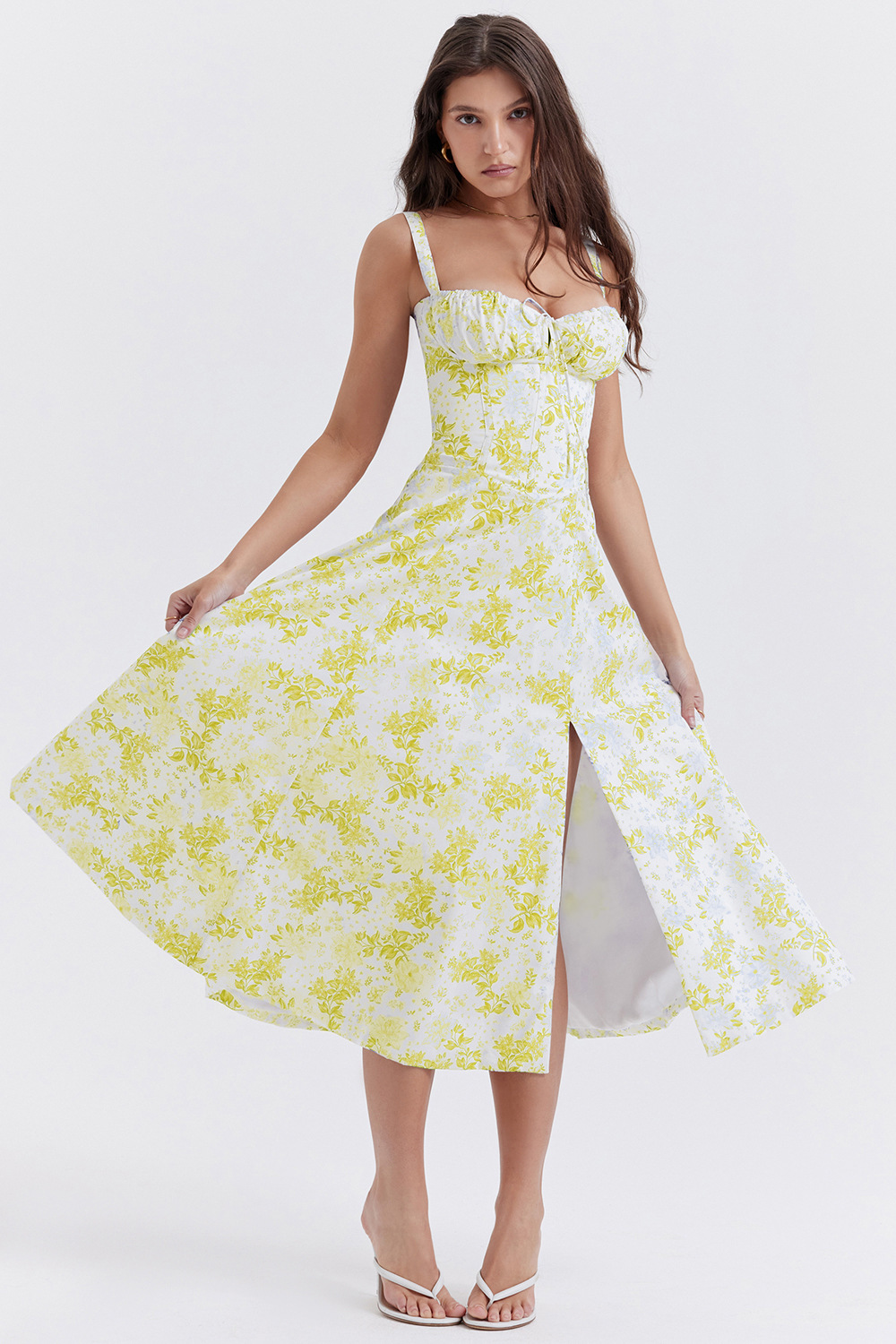 Elegant Floral Print Large Swing Dress