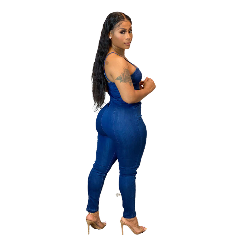 Fashion slim denim Jumpsuit