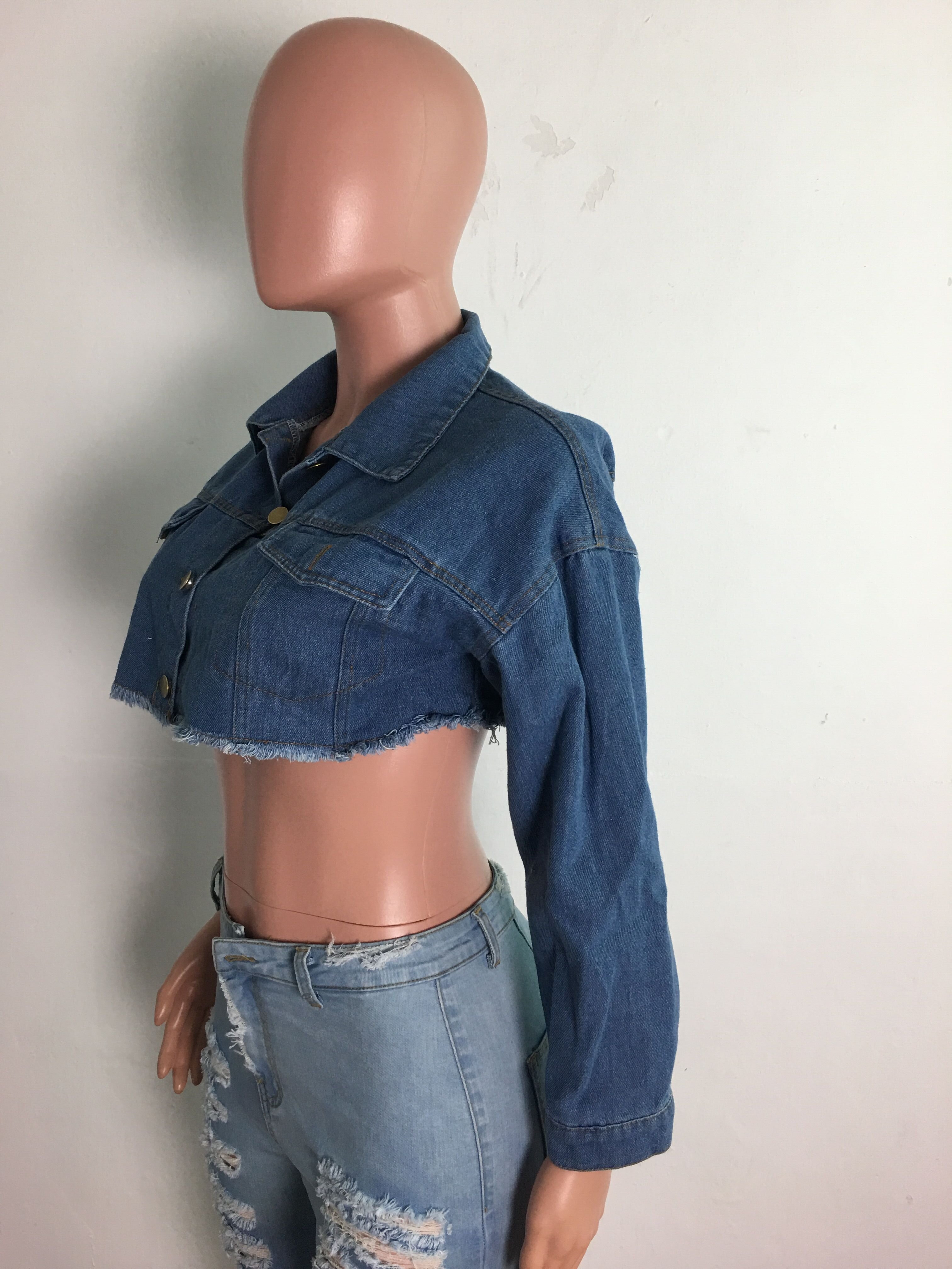 Fashion short hole fall winter denim jacket