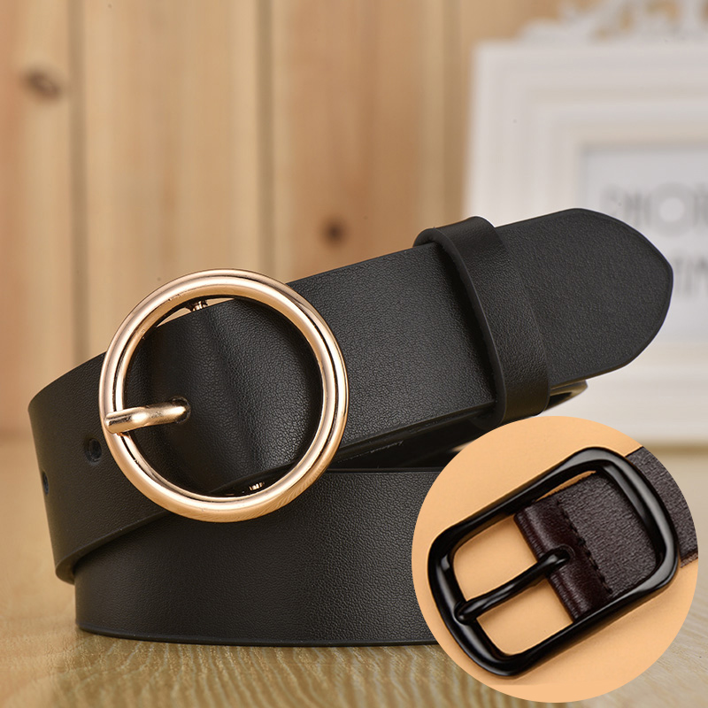 Women Men Belt 3.8 cm Cowhide Leather Buckle Belt Unisex
