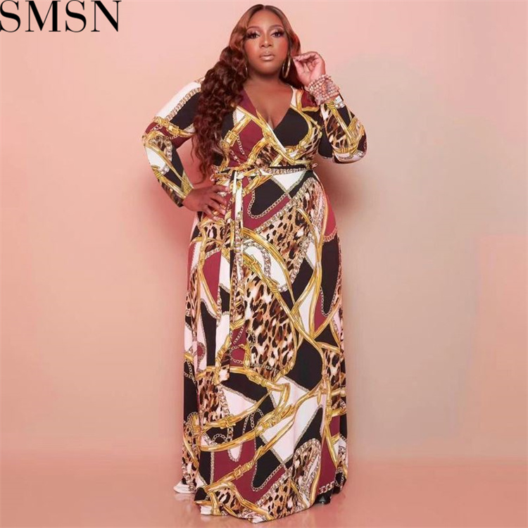 Plus Size Dress Amazon autumn and winter New V neck stretch knitted large size women dress with belt