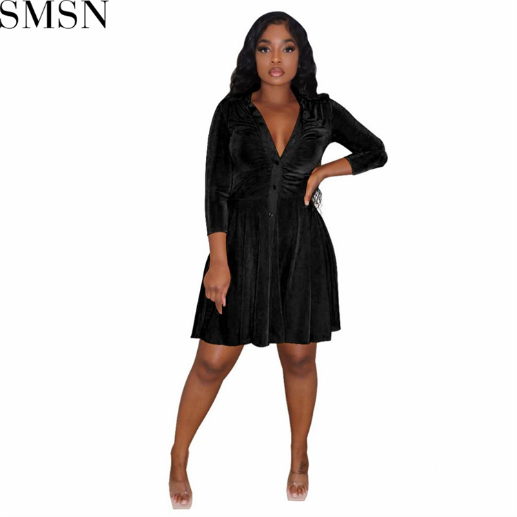 Elegant Dresses 2022 new Korean velvet long sleeve A line casual dress