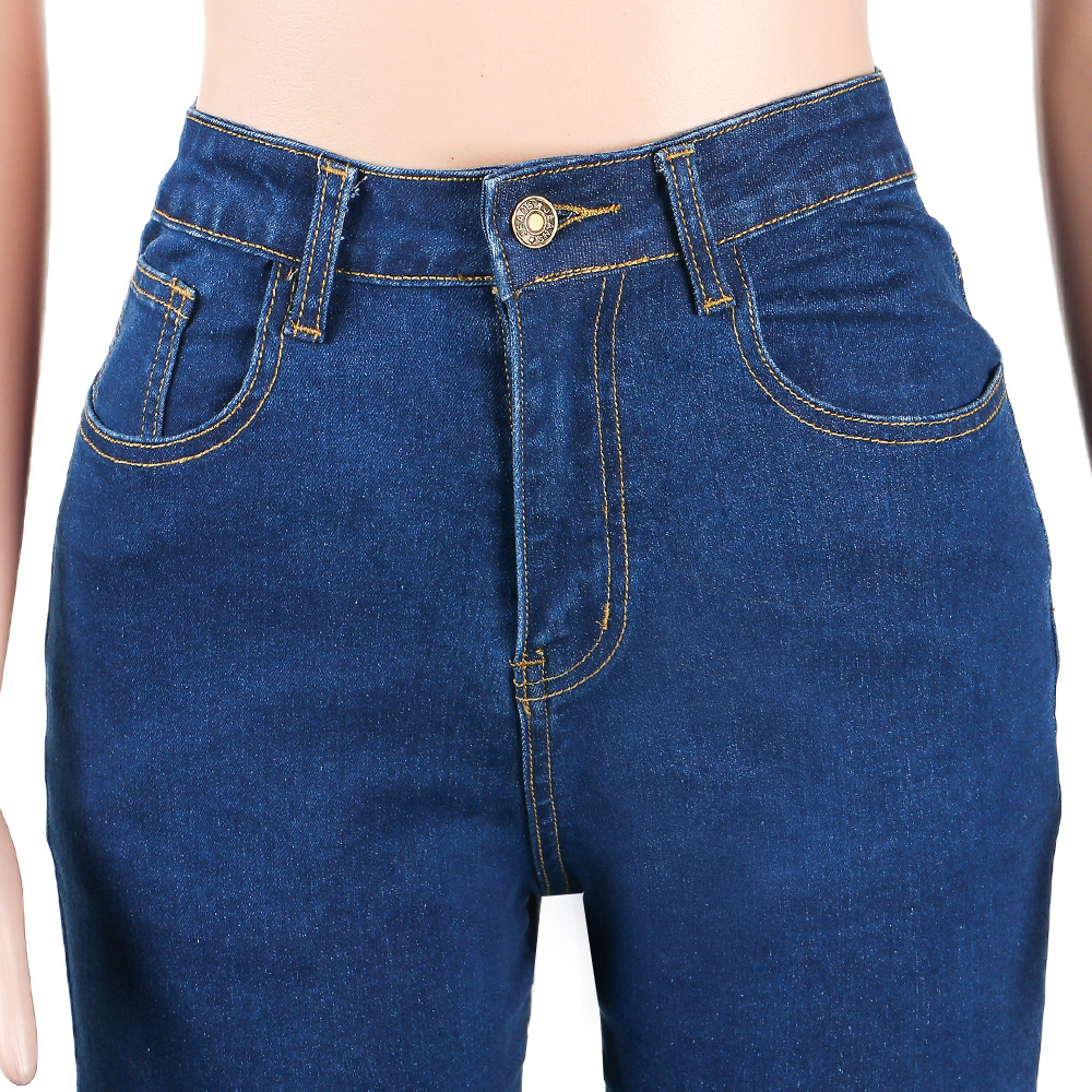 Slim denim wide leg pants