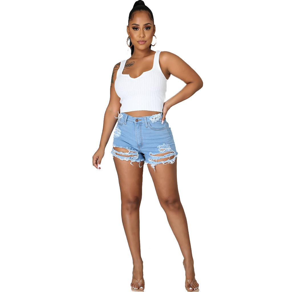 Fashionable high waist washed jeans
