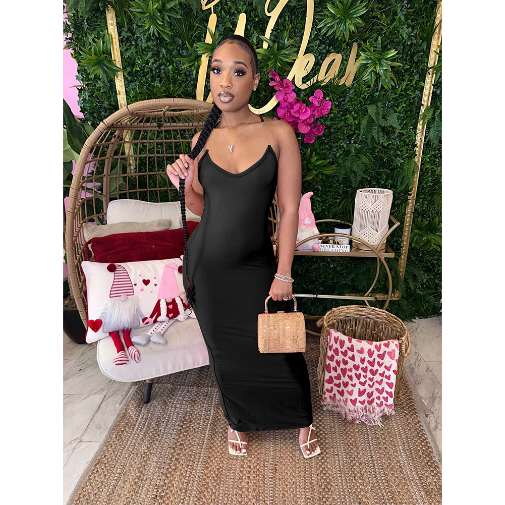 Women'S Invisible Transparent Sling Long Dress