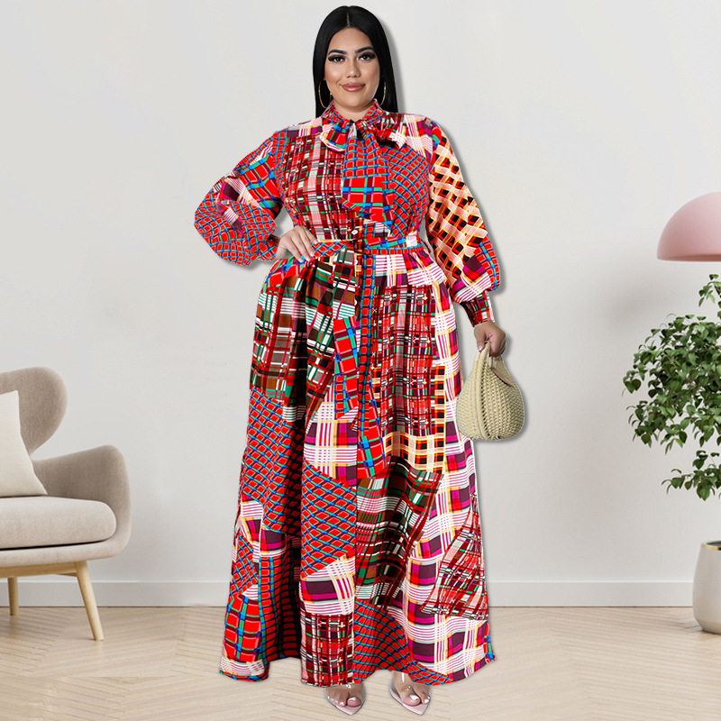 Plus Size Dress large size fall women clothing wholesale supply long sleeve collar dress