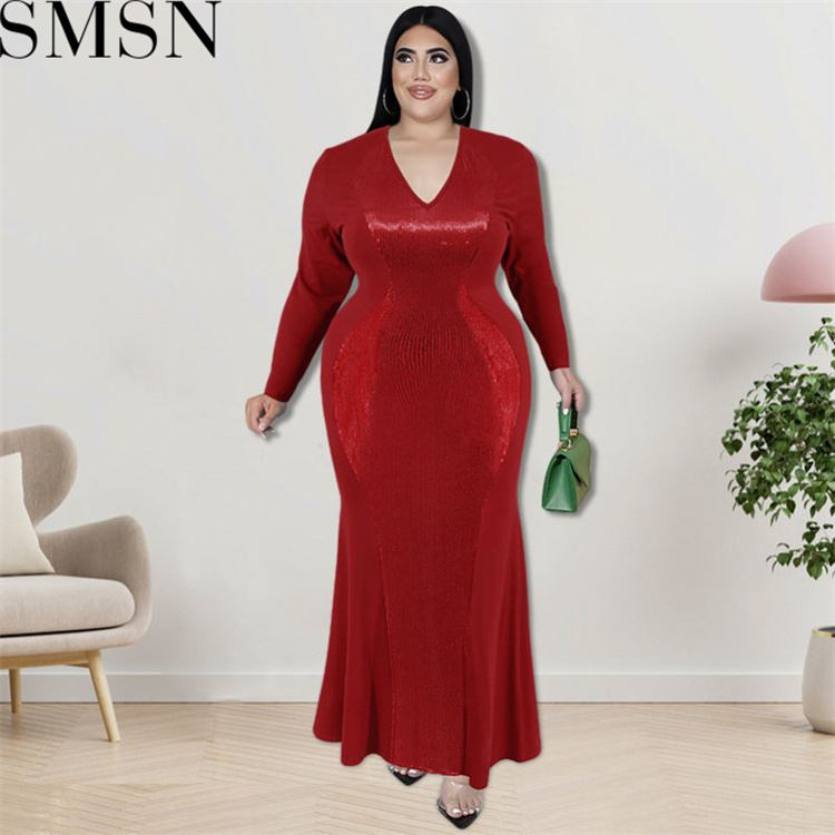 Plus Size Dress Wholesale Supply Long Sleeve Beaded Dress