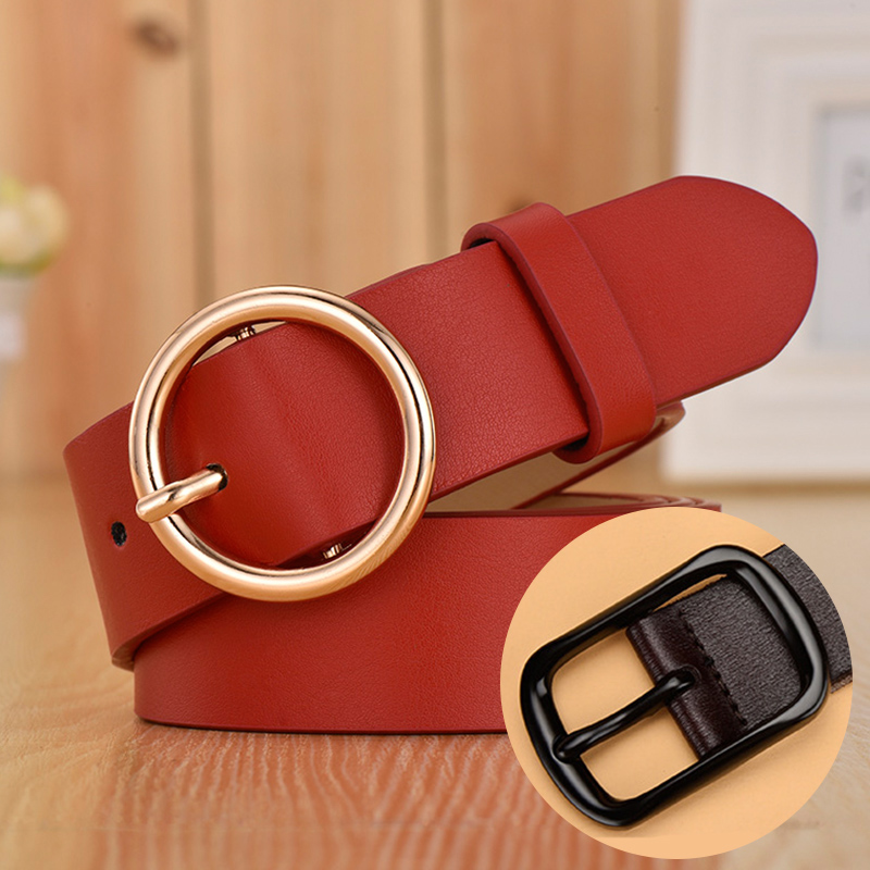 Women Men Belt 3.8 cm Cowhide Leather Buckle Belt Unisex