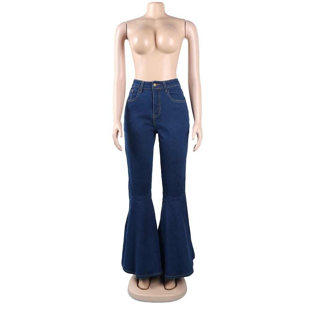 Slim denim wide leg pants