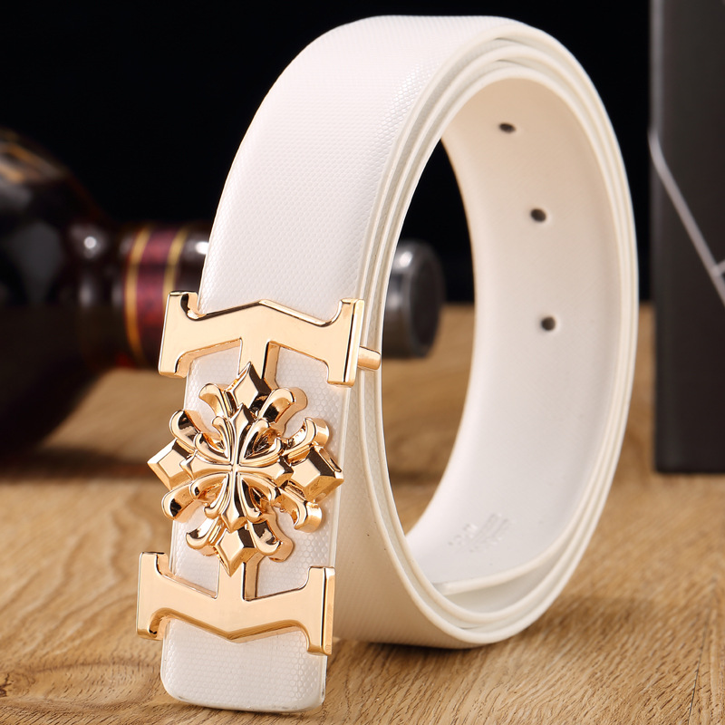 Women Men Belt 3.5 cm Cowhide Leather Buckle Belt Unisex Waistband Waist Strap