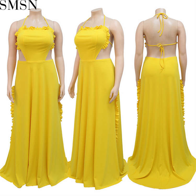 Plus Size Dress Sexy halter strap style dress patchwork dress