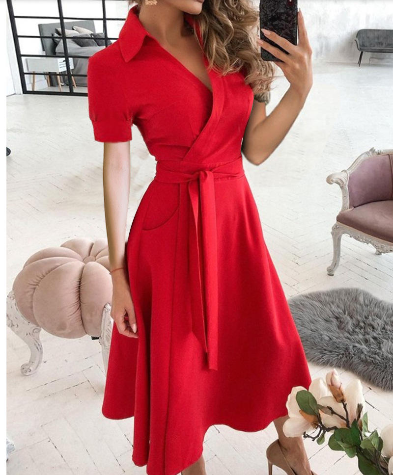 Fashionable Long Sleeved V-Neck Printed Dress