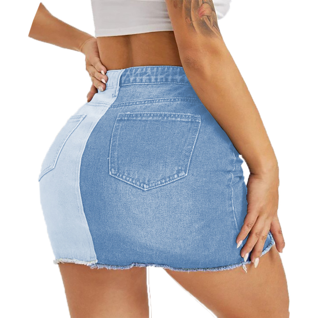 Fashion Color Matching Bag hip half denim skirt