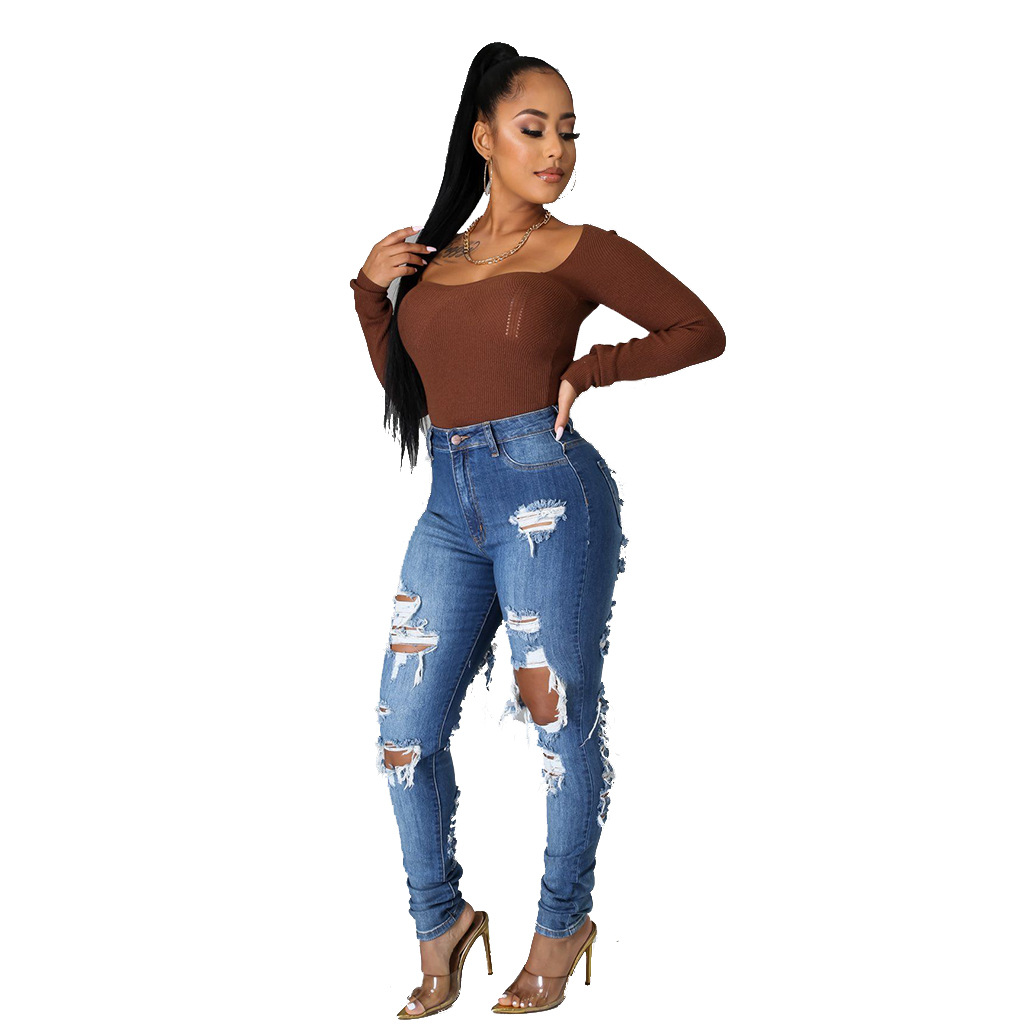 Fashionable high waist jeans Leggings
