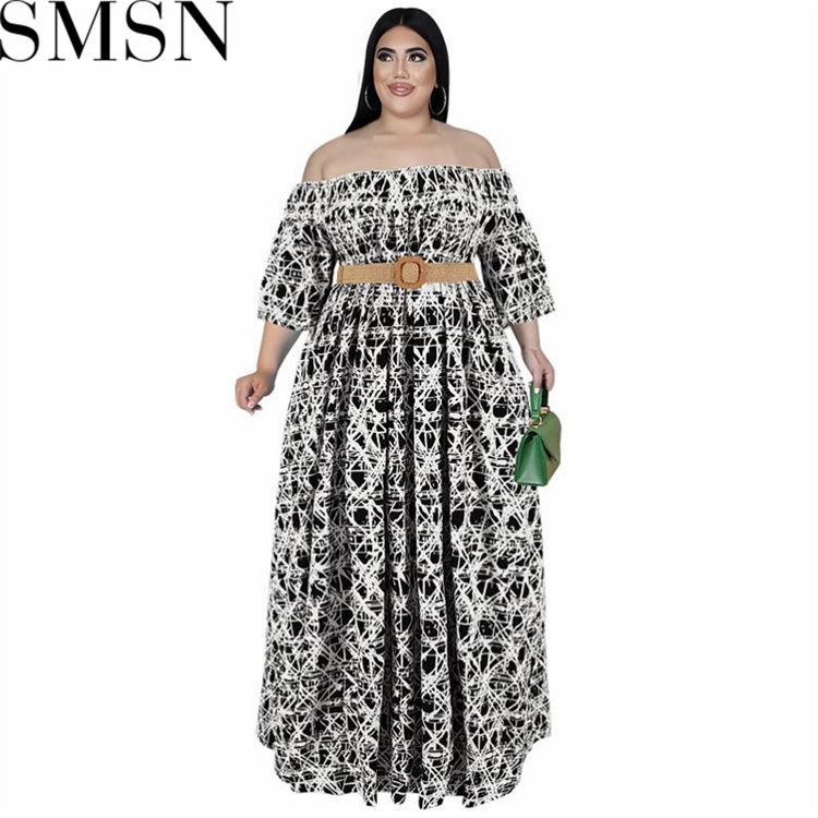 Plus Size Dress 2022 fall long sleeve dress large swing dress Amazon belted