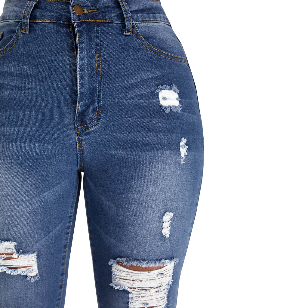 Fashionable slim and versatile stretch jeans Slim-fit pants with holes