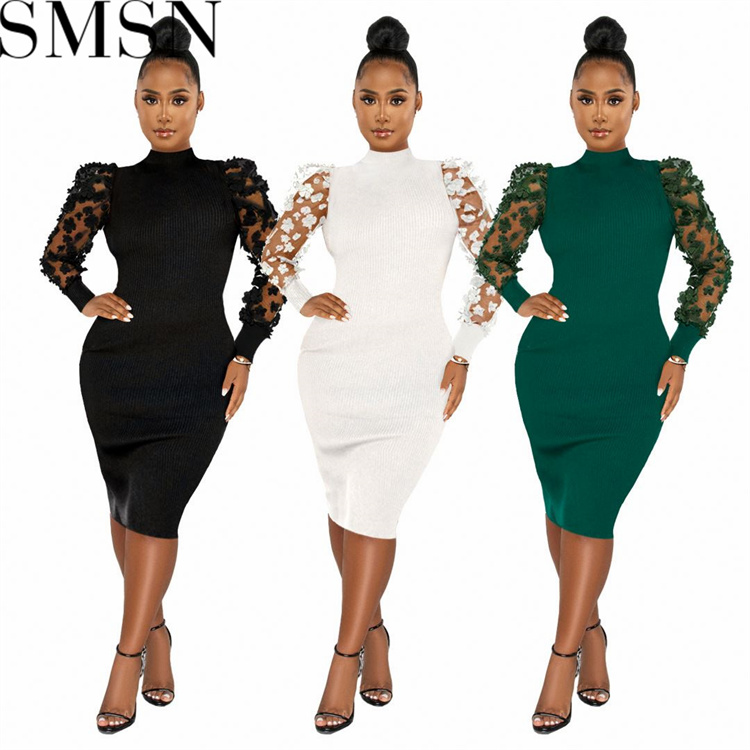 Plus Size Dress Amazon cross border goods three dimensional petals mesh sleeves dress