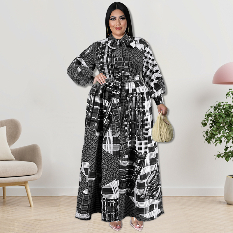 Plus Size Dress large size fall women clothing wholesale supply long sleeve collar dress
