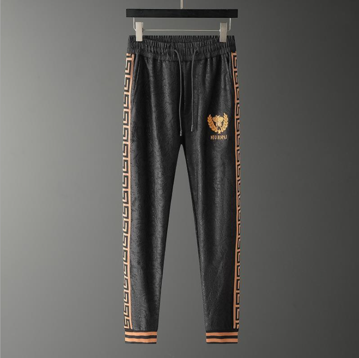 Men's Two-piece Light Luxury Embroidery Stitching Casual Suit Autumn and Winter Sweater Plus Size Korean Fashion Sports Sets