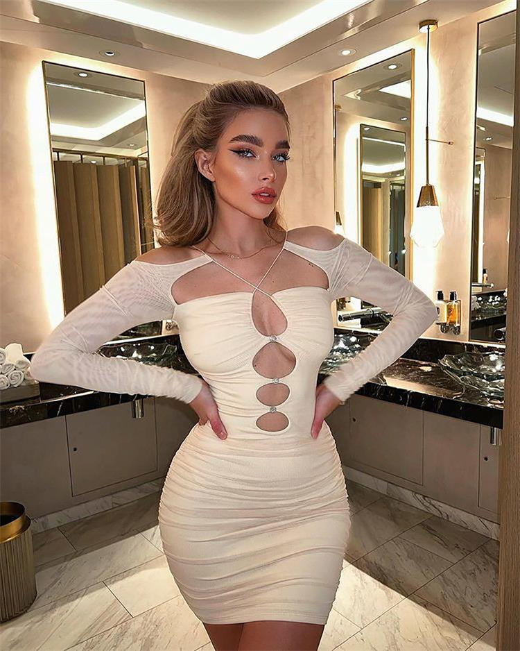 Summer dress pleated  rhinestone nightclub style Sexy Dresses Women