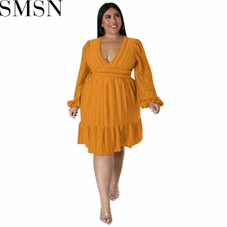 Plus Size Dress European and American women clothes wholesale supply Jacquard striped dress